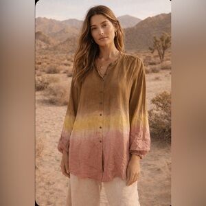 Raquel Allegra Ombré  Sabine Henley Tunic Top honey Multi  2 Medium NWT $495